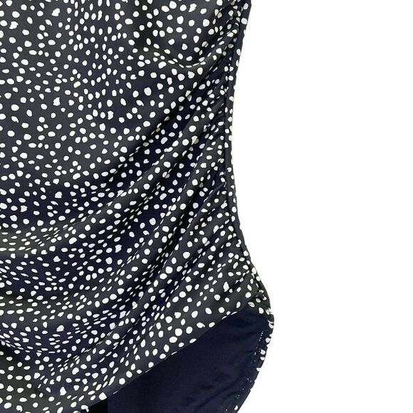NWT Janela Bay Bardot One Piece Strappy Back Swimsuit Black White Dots Size XXXL - Picture 8 of 14